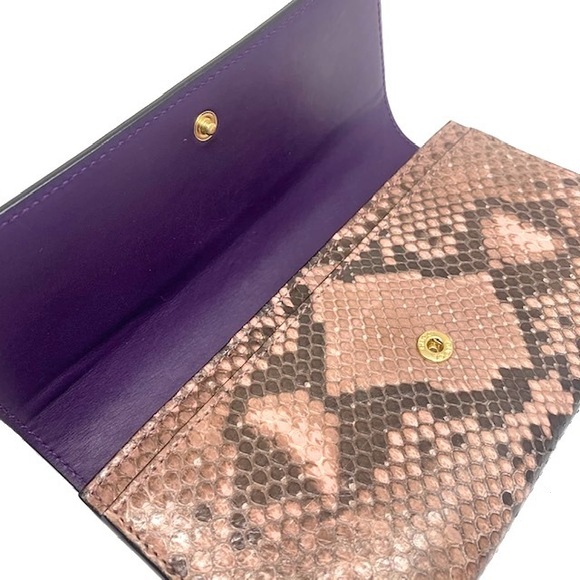 GUCCI Line Wallet Python Leather Snake Bifold Long Green Pink Purple - Picture 7 of 8
